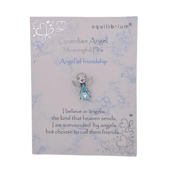 Gibson Gifts Equilibrium Aqua Stone Angel Brooch Pin Friendship Jewelry