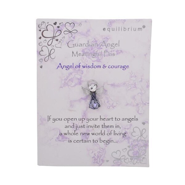 Gibson Gifts Equilibrium Purple Stone Angel Pin Wisdom & Courage Jewelry
