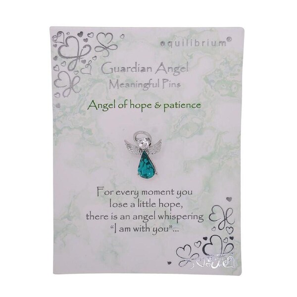 Gibson Gifts Equilibrium Aqua Stone Angel Brooch Pin Hope & Patience Jewelry