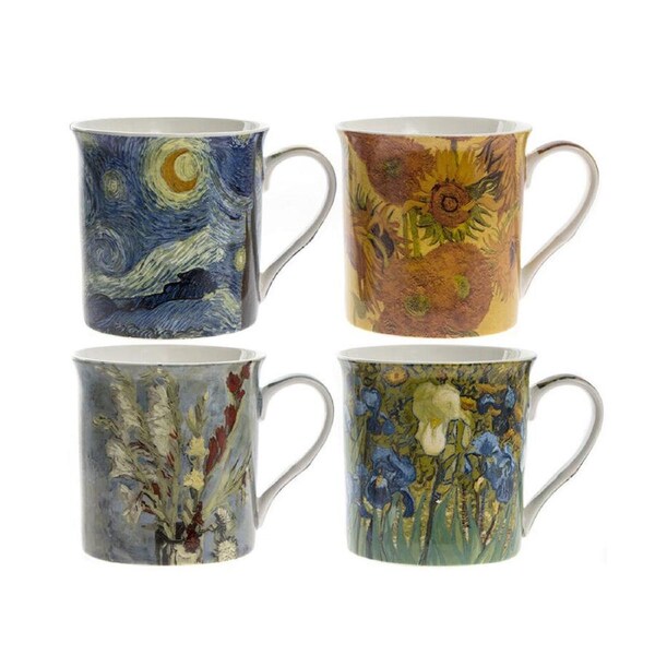 4pc Gibson Gifts Fine China Artists Drinking Beverage Coffee/Tea Mugs GiftBox