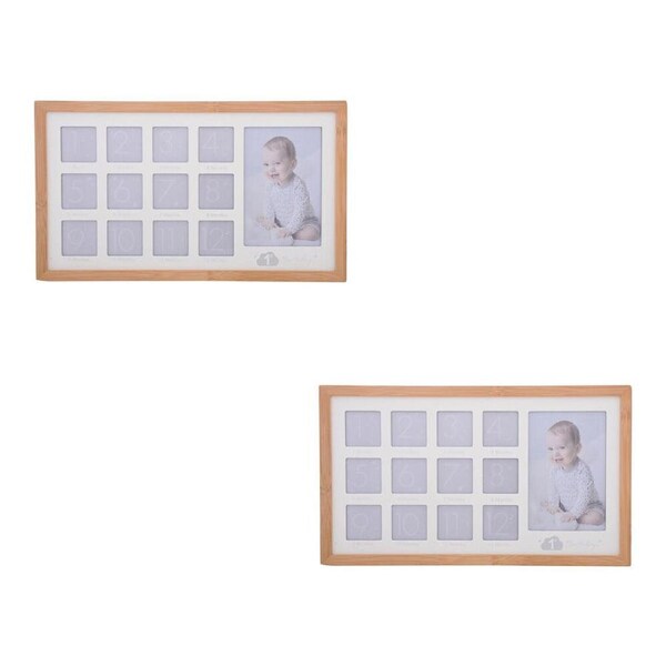 2PK Gibson Gifts Bamboo Baby Nursery Collage Picture Frame Photo Holder Display