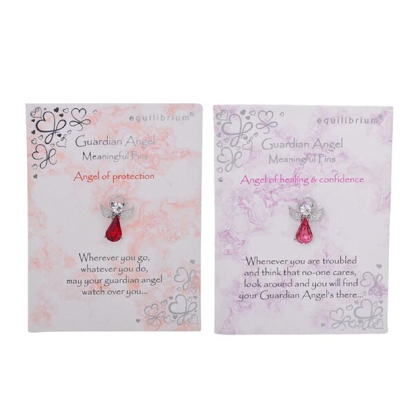 2pc Gibson Gifts Equilibrium Angel Pin Protection Combo Set Red/Pink Stone