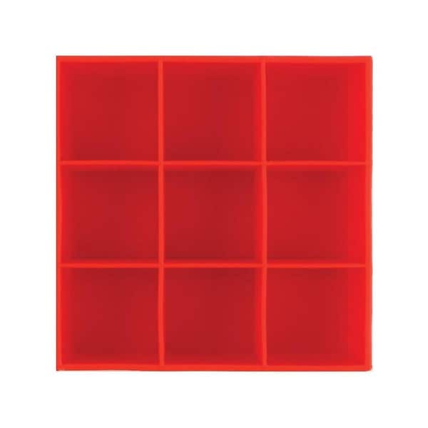 Dexas Silicone 11cm Ice Cube Tray Maker Soft 9-Grid Square Freezer Mould Red