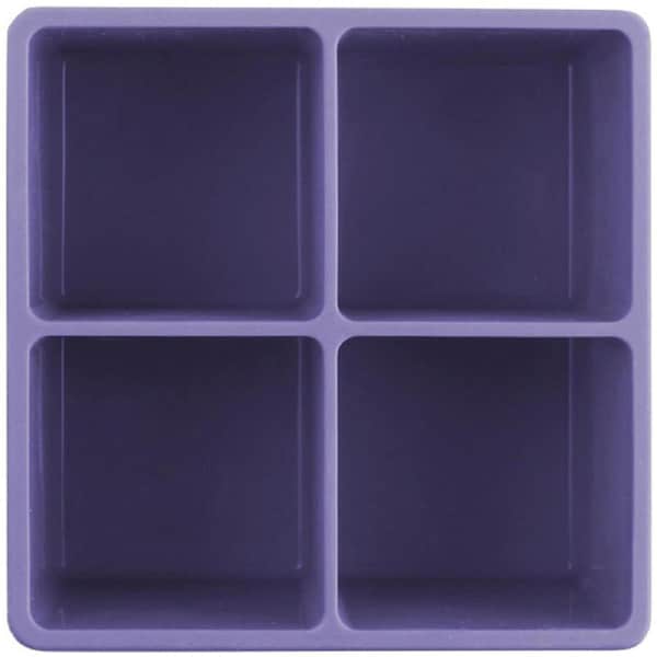 2PK Dexas 9.5cm Silicone Ice Tray XL Cube Maker Freezer Moulder Square Purple