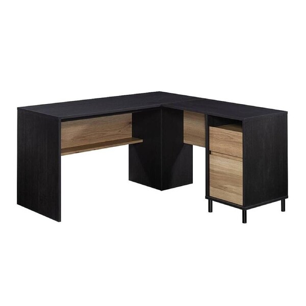 Acadia Way Desk L-Shaped Corner 2 Drawers Two Tone Oak