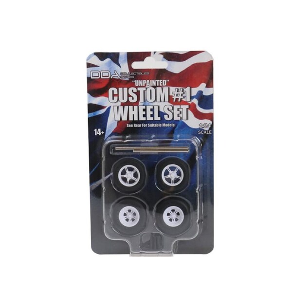 DDA 1:24 4pcs Custom #1 Unpainted Wheels With Tyres & Axles Suits Holden HQ & HJ