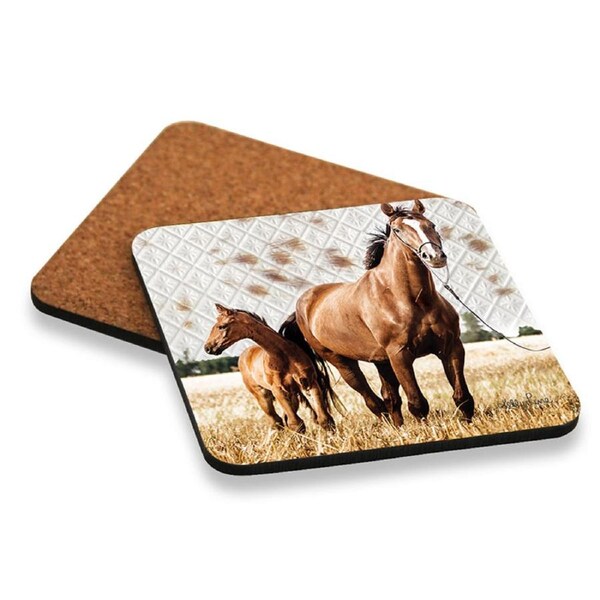 Kitchen Cork Backed Drink Coasters Chestnut Horses Set of 6