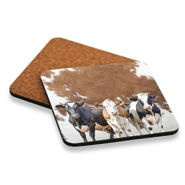 Kitchen Cork Backed Drink Coasters Cows Set of 6