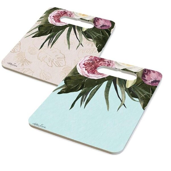 Kelly Lane Country Ceramic Affirmations Grazing Plates Trivet Set 2