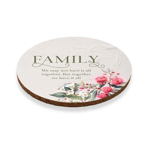 Kitchen Cork Backed Drink Coasters Native Family Set of 6 Round