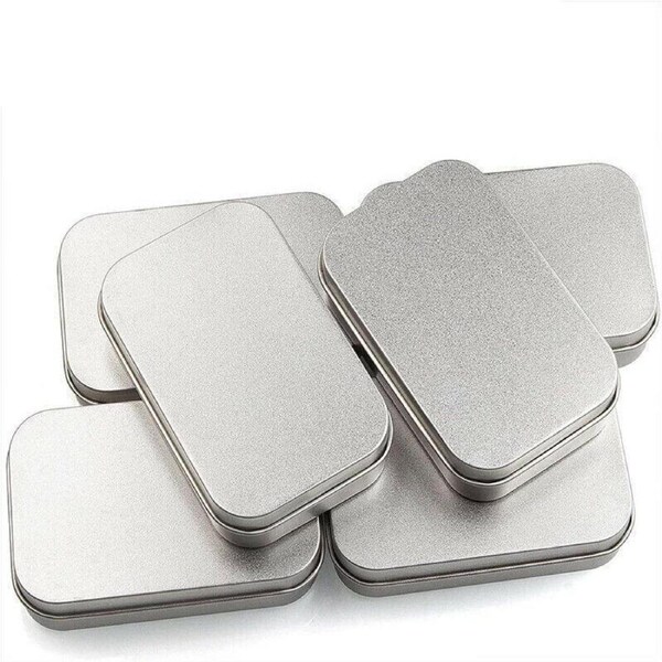 Small Metal Storage Tin Box with Lid 6PCS Portable Hinged Container for Travel Home