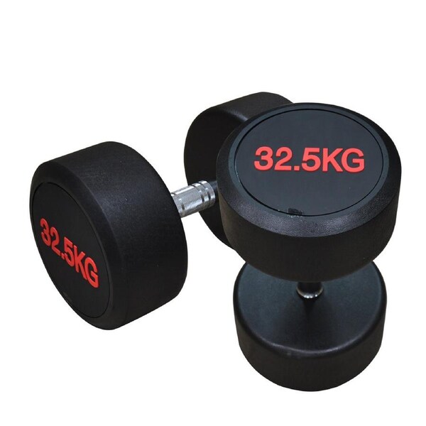 32.5kg x 2 Commercial Grade Rubber Coated Dumbbell Hand Weight Total 65kg