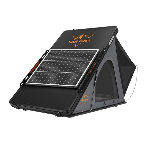 San Hima Kalbarri Lite Rooftop Tent Hardshell Grey+Ladder&Rack+130W Solar Panel