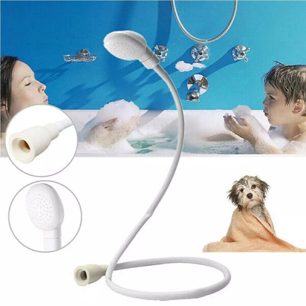 Tap Sink Bath Washing Holder Dog Head Attachment Pet Shower Spray Hose Single