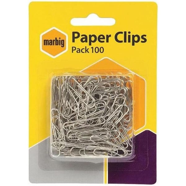 MARBIG(R) 975263 Paper Clips Chrome Paper Chrome, Box of 100