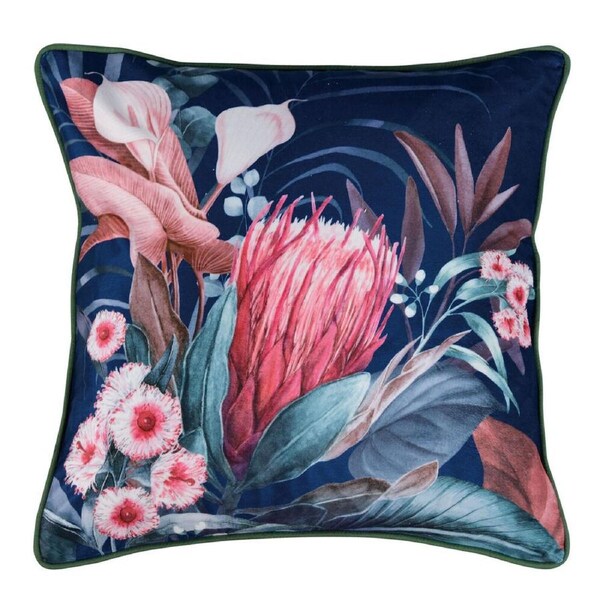 Bianca Balwyn Square Soft Plush Velvet Cushion 43x43cm Throw Pillow Navy