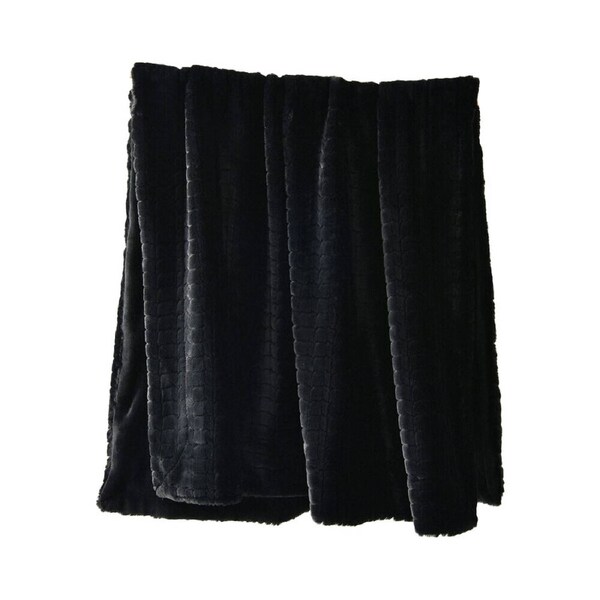 Bianca Tambar Black Throw Rug Faux Fur Sofa/Bed Decor Cloth 170x130cm Polyester