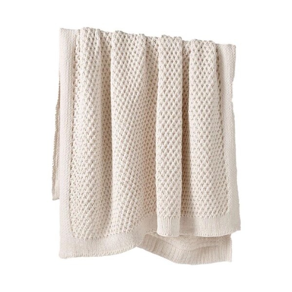 Bianca Sofala Cream Throw Rug Chenille Sofa/Bed Decor 170x130cm Polyester