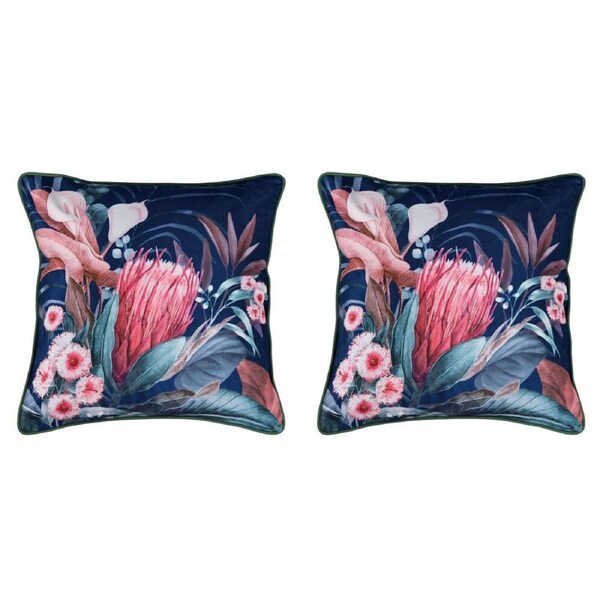 2PK Bianca Balwyn Square Soft Plush Velvet Cushion 43x43cm Throw Pillow Navy