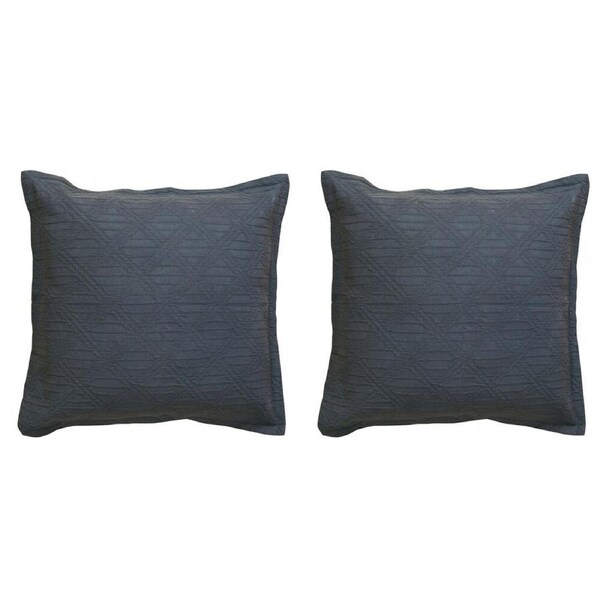 2PK Bianca Hallston Pre-Washed Cotton Decorative 43x43cm Throw Pillow Charcoal