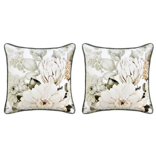 2PK Bianca Giselle Square White Polyester Velvet Cushion Throw Pillow 43x43cm