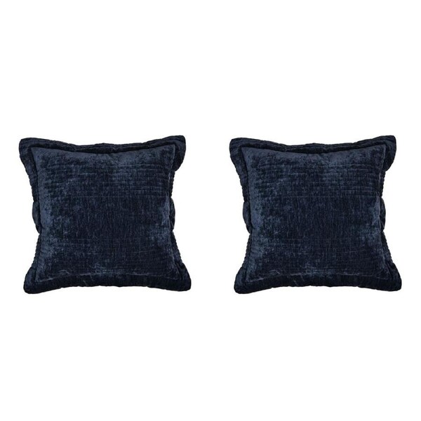 2PK Bianca Cyrano Square Indigo Polyester Velvet Cushion Throw Pillow 43x43cm