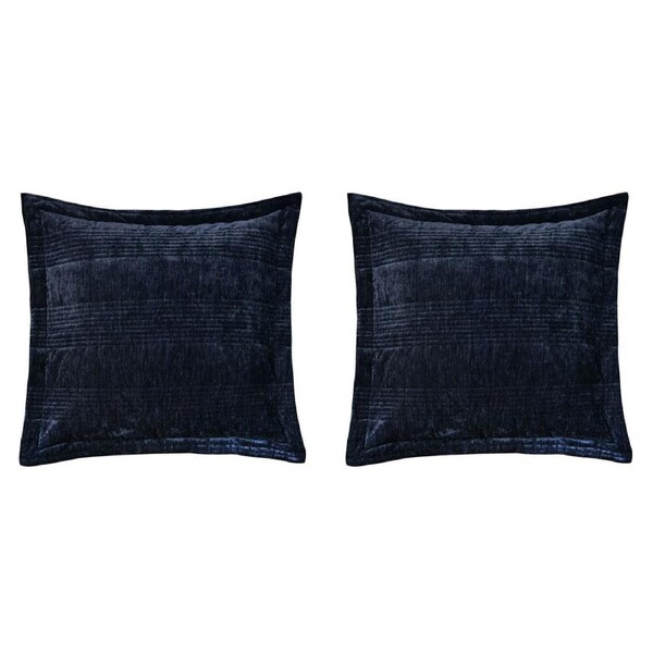 2PK Bianca Cyrano Indigo Polyester Velvet European Pillowcase Cushion 65x65cm