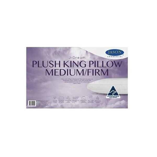 Jason Commercial J-Dream Plush King Medium/Firm Gusseted Pillow 50x90cm White