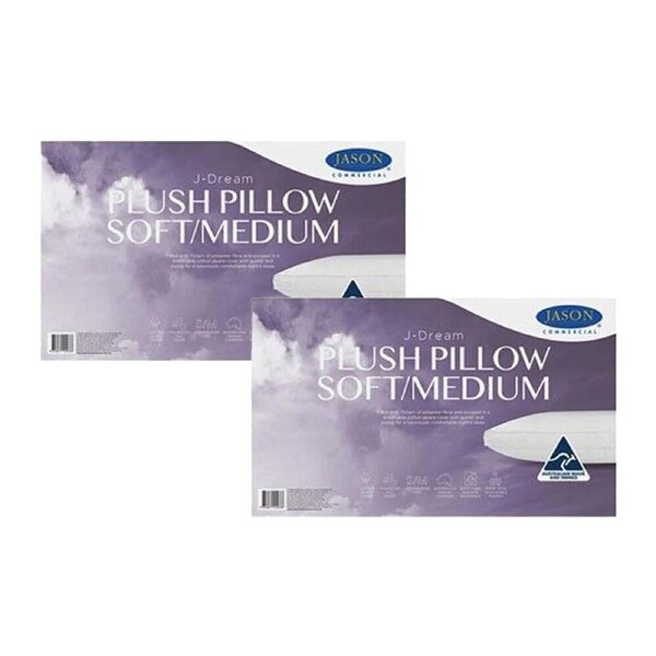 2PK Jason Commercial J-Dream Plush Soft/Medium Gusseted Pillow Standard 48x73cm