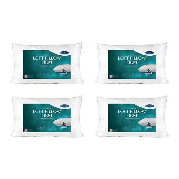4PK Jason Commercial J-Dream Loft Support Pillow Firm Standard 48x73cm White