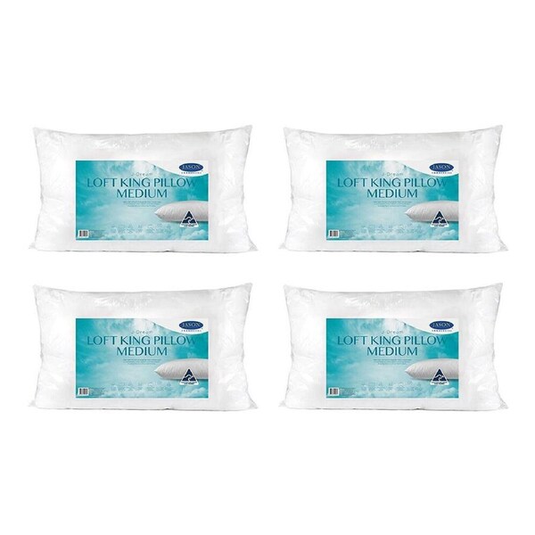 4PK Jason Commercial J-Dream Loft King Support Pillow Medium 1100gm 50x90cm