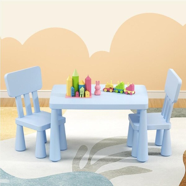 1 Keezi Kids Table and 2 Chairs Set Blue