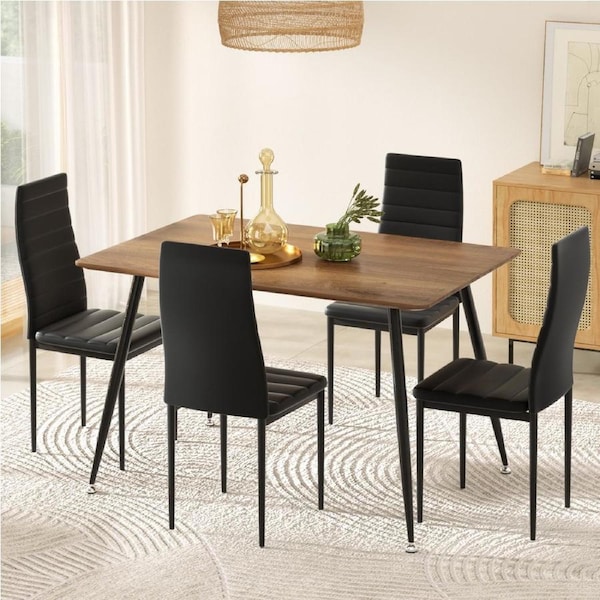 1 Artiss Dining Table and 4 Chairs Set Rectangle Metal