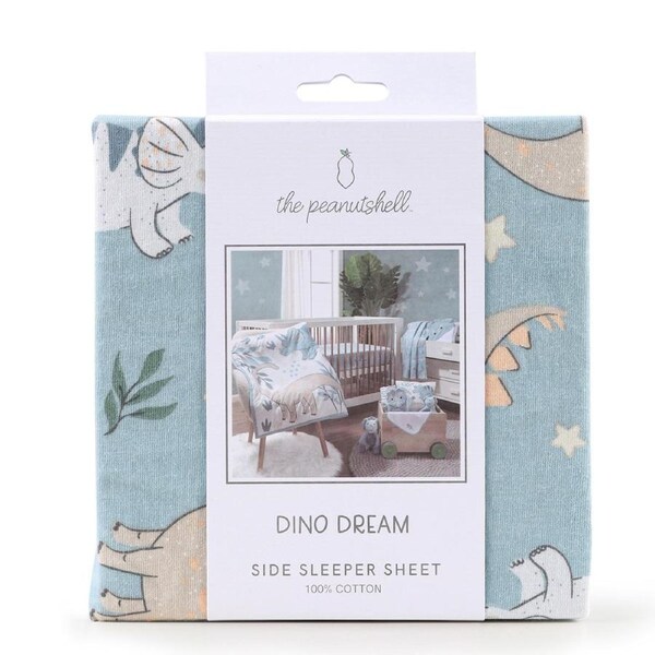 The Peanutshell Dino Dreams Size Cradle Side Sleeper Sheet Baby Nursery Decor