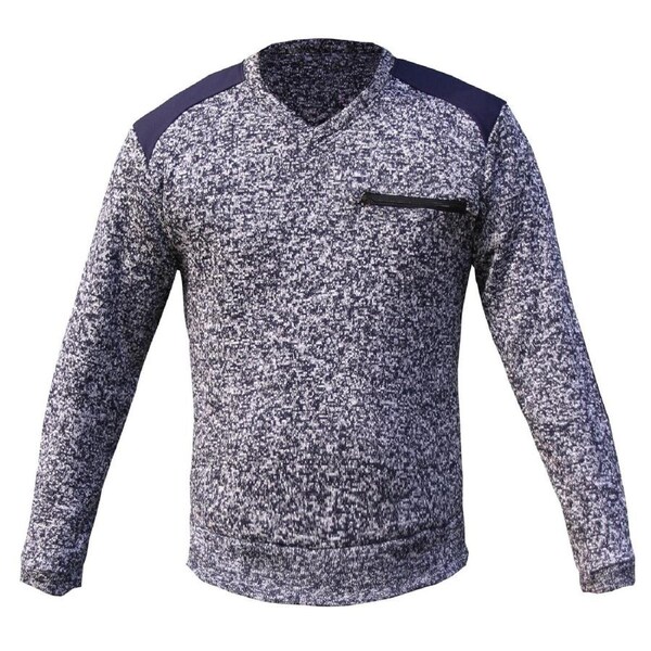 Work Jumper Sweater with Panel Zip Chest Pocket Marble Body - Navy L