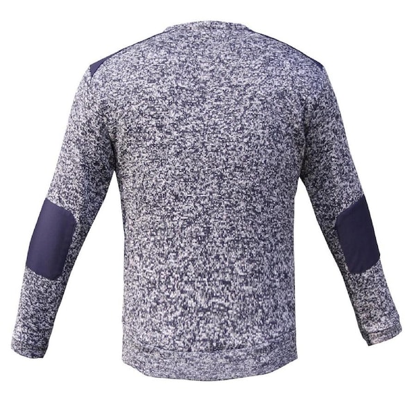 Work Jumper Sweater with Panel Zip Chest Pocket Marble Body - Navy XL