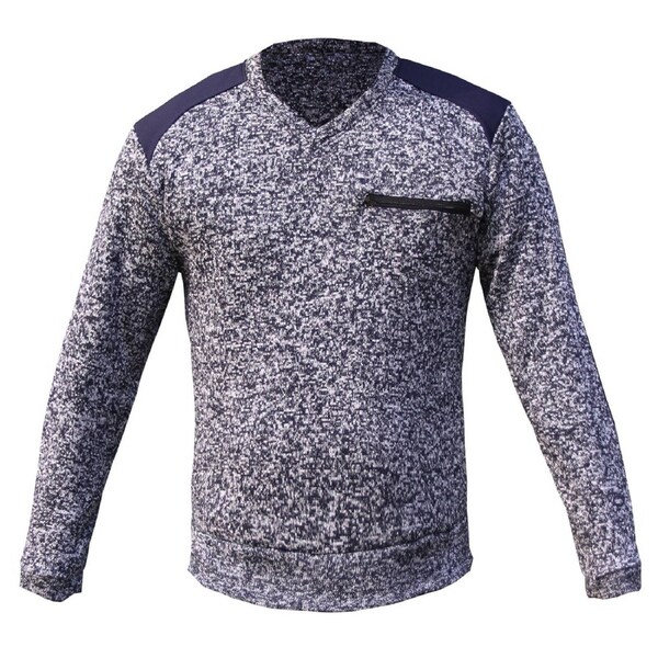 Work Jumper Sweater with Panel Zip Chest Pocket Marble Body - Navy 2XL
