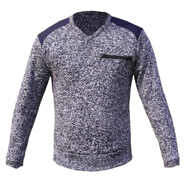 Work Jumper Sweater with Panel Zip Chest Pocket Marble Body - Navy 2XL