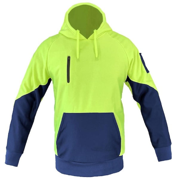 Fleece Hoodie Hooded Jacket Sweatshirt Jumper Pullover Brushed Bodywarmer - Yellow 2XL