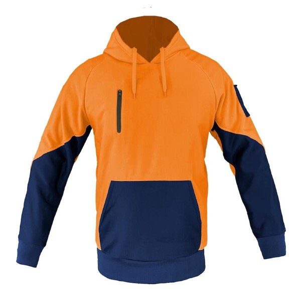 Fleece Hoodie Hooded Jacket Sweatshirt Jumper Pullover Brushed Bodywarmer - Orange 2XL