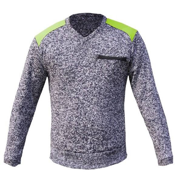 Work Jumper Sweater with Panel Zip Chest Pocket Marble Body - Navy Yellow M
