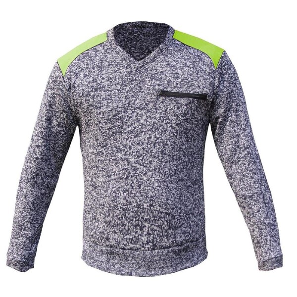 Work Jumper Sweater with Panel Zip Chest Pocket Marble Body - Navy Yellow 2XL