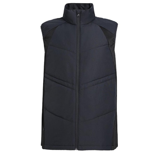 Active Puffer Vest Vegan Down-Free Quilted Stretchy Nearly Black Side Panel - Prussian Blue 3XL
