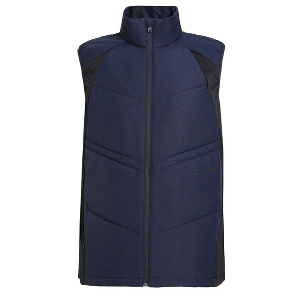 Active Puffer Vest Vegan Down-Free Quilted Stretchy Side Panel - Navy Blue 3XL