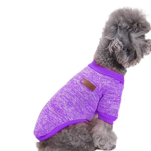 Cute Pet Dog Warm Jumper Sweater Clothes Puppy Knitwear Knitted Coat Winter - Purple M