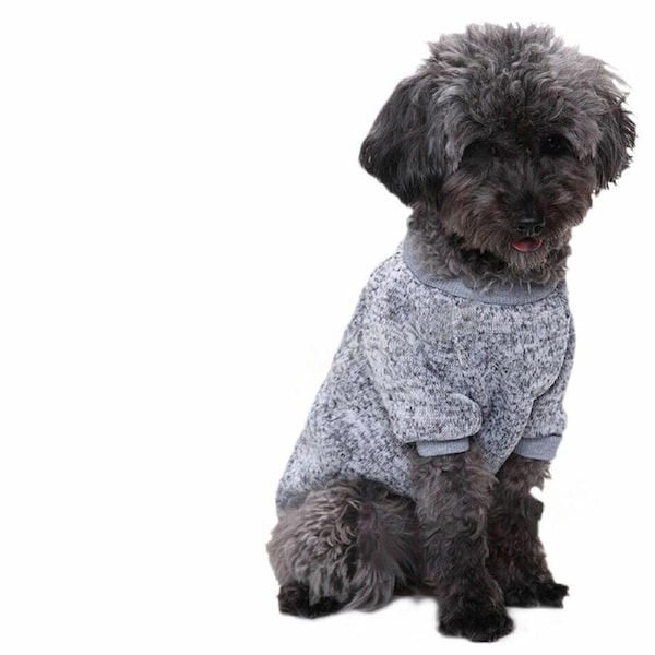 Cute Pet Dog Warm Jumper Sweater Clothes Puppy Knitwear Knitted Coat Winter - Grey M