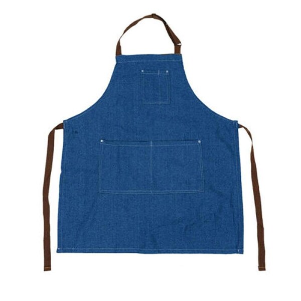 Adjustable Denim Apron Pocket Hanging Neck Cooking Kitchen Baking Bar Cafe Chefs Blue