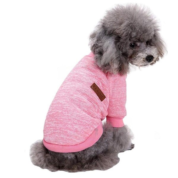 Cute Pet Dog Warm Jumper Sweater Clothes Puppy Knitwear Knitted Coat Winter - Pink M