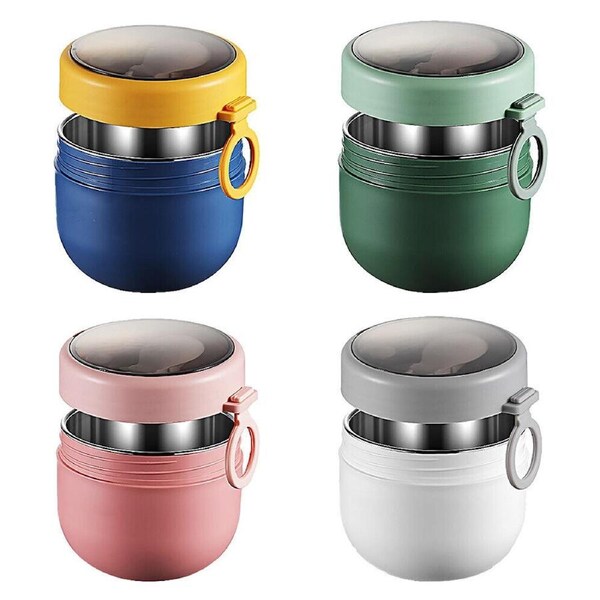 Lunch Box Thermos Food Flask Stainless Steel Insulated Food Soup Jar Container Green