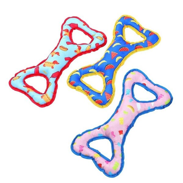 3x Paws & Claws Tug-O-Mania Oxford Fun Dog Tugger Chew Toy 35x20x4cm Assorted